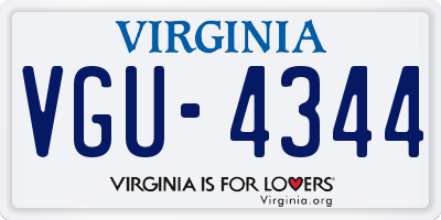 VA license plate VGU4344