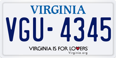 VA license plate VGU4345