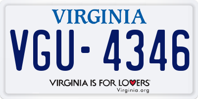 VA license plate VGU4346