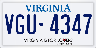 VA license plate VGU4347