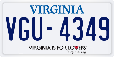 VA license plate VGU4349