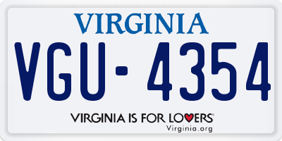 VA license plate VGU4354