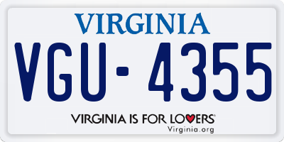 VA license plate VGU4355