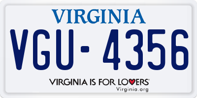 VA license plate VGU4356