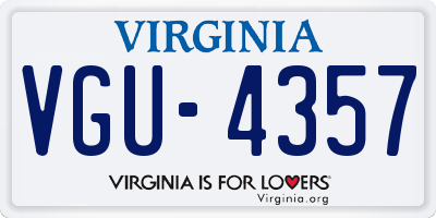 VA license plate VGU4357