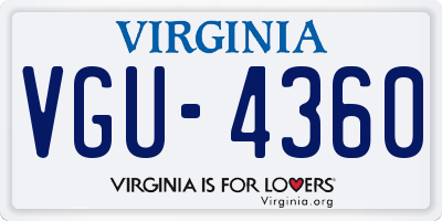 VA license plate VGU4360