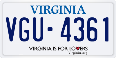 VA license plate VGU4361