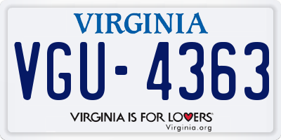 VA license plate VGU4363