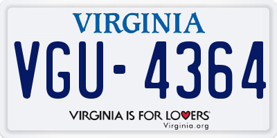 VA license plate VGU4364