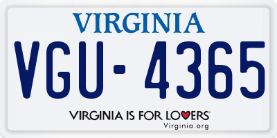 VA license plate VGU4365