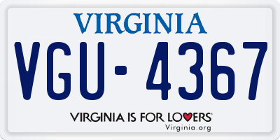 VA license plate VGU4367