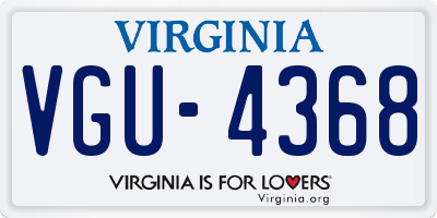 VA license plate VGU4368