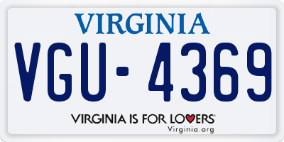 VA license plate VGU4369