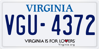 VA license plate VGU4372