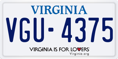 VA license plate VGU4375