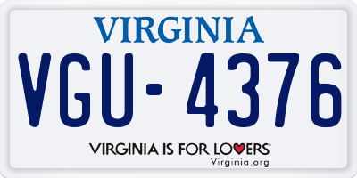 VA license plate VGU4376