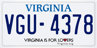 VA license plate VGU4378