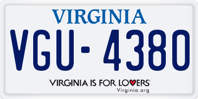 VA license plate VGU4380