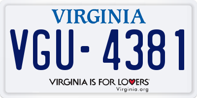 VA license plate VGU4381
