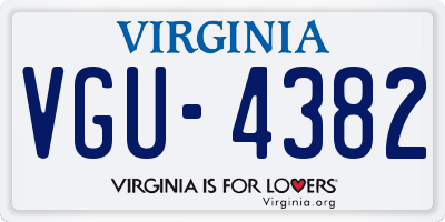 VA license plate VGU4382