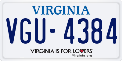 VA license plate VGU4384