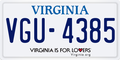 VA license plate VGU4385