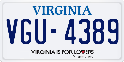 VA license plate VGU4389