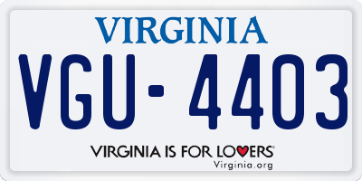 VA license plate VGU4403