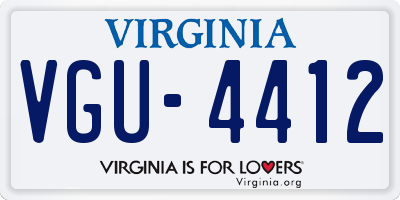 VA license plate VGU4412