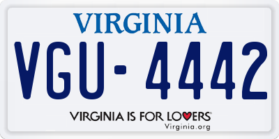 VA license plate VGU4442