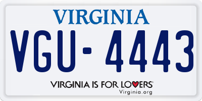 VA license plate VGU4443