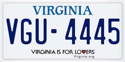 VA license plate VGU4445