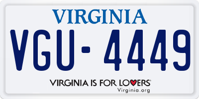 VA license plate VGU4449