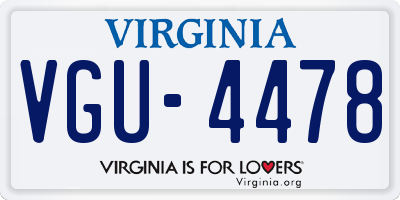 VA license plate VGU4478