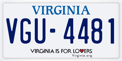 VA license plate VGU4481