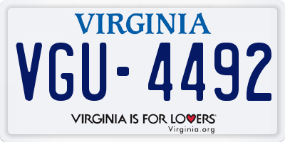 VA license plate VGU4492