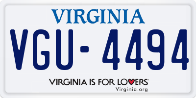 VA license plate VGU4494