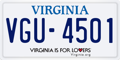 VA license plate VGU4501