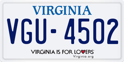 VA license plate VGU4502