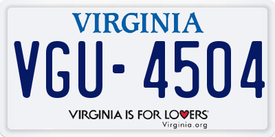 VA license plate VGU4504