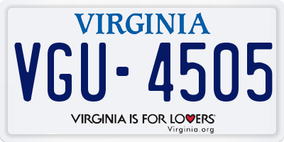 VA license plate VGU4505