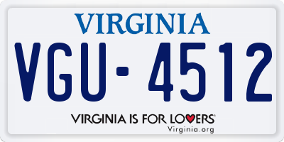 VA license plate VGU4512
