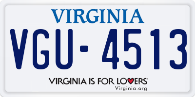 VA license plate VGU4513