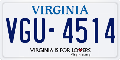 VA license plate VGU4514