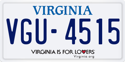 VA license plate VGU4515