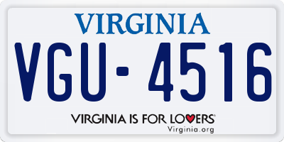 VA license plate VGU4516