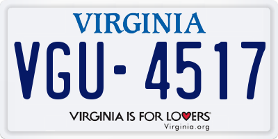 VA license plate VGU4517