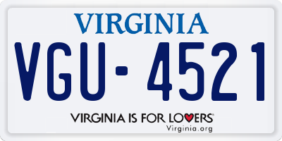 VA license plate VGU4521