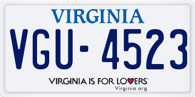 VA license plate VGU4523