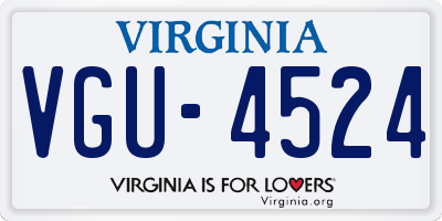 VA license plate VGU4524